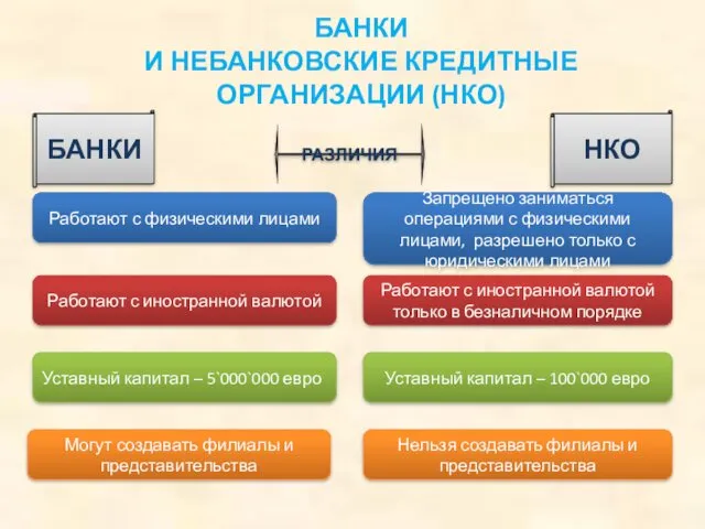 БАНКИ И НЕБАНКОВСКИЕ КРЕДИТНЫЕ ОРГАНИЗАЦИИ (НКО) Работают с физическими лицами