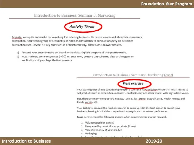 Foundation Year Program Introduction to Business 2019-20