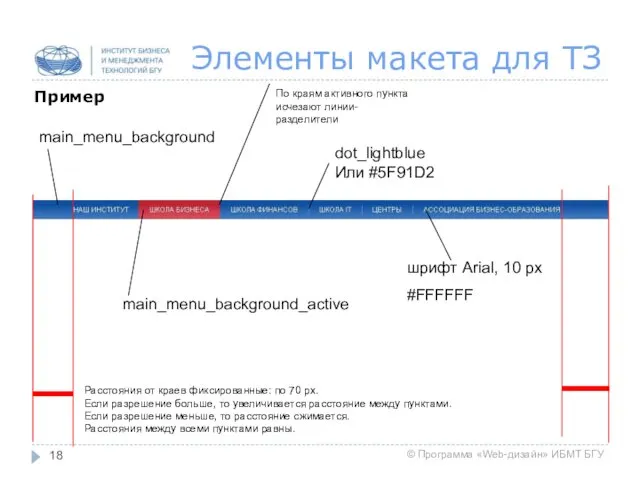 Элементы макета для ТЗ Пример main_menu_background main_menu_background_active dot_lightblue Или #5F91D2