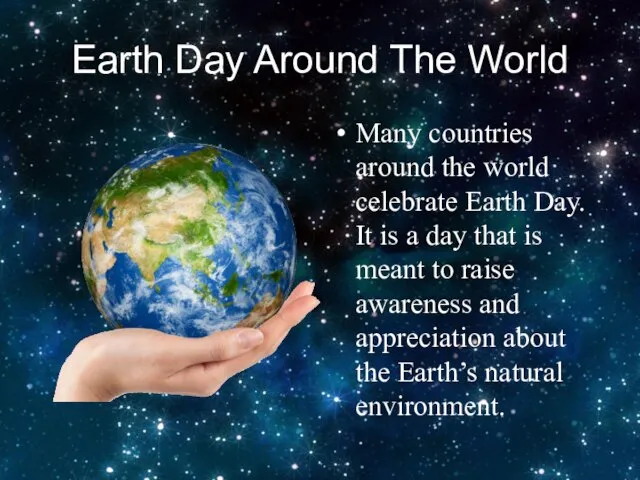 Earth Day Around The World Many countries around the world