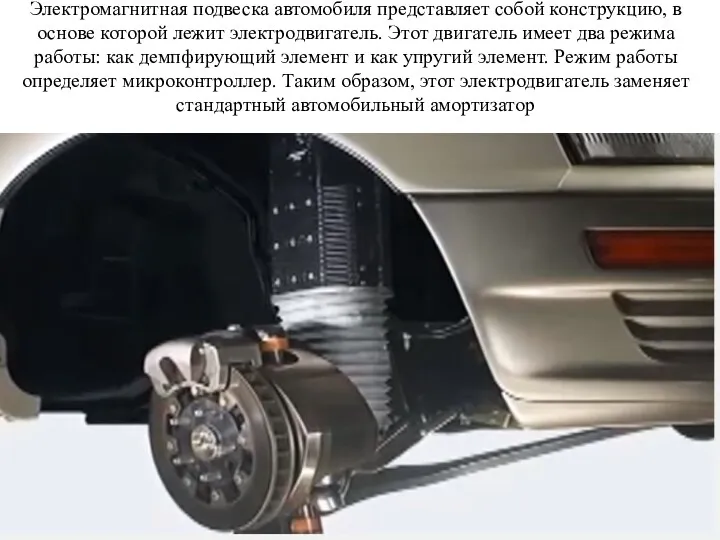 Электромагнитная подвеска автомобиля представляет собой конструкцию, в основе которой лежит