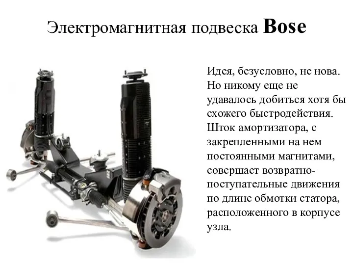Электромагнитная подвеска Bose Идея, безусловно, не нова. Но никому еще