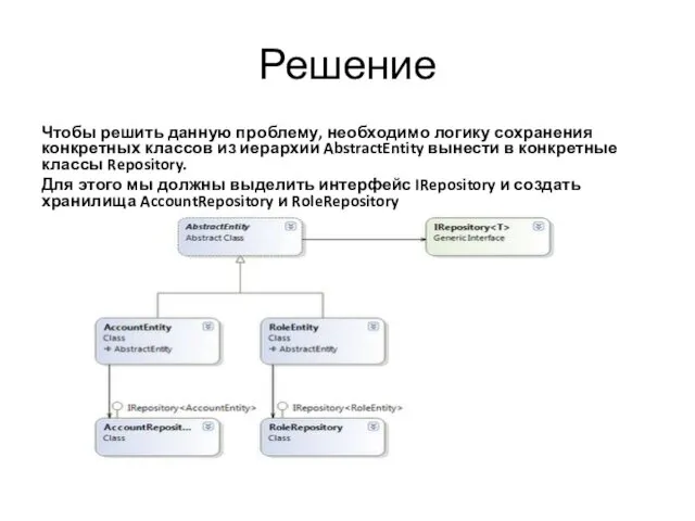 Решение Чтобы решить данную проблему, необходимо логику сохранения конкретных классов