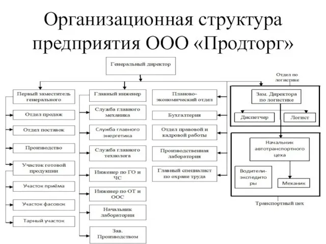 Организационная структура предприятия ООО «Продторг»