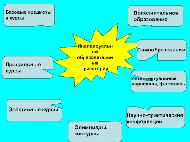 Индивидуальные образовательные траектории Базовые предметы и курсы Профильные курсы Элективные