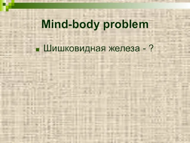 Mind-body problem Шишковидная железа - ?