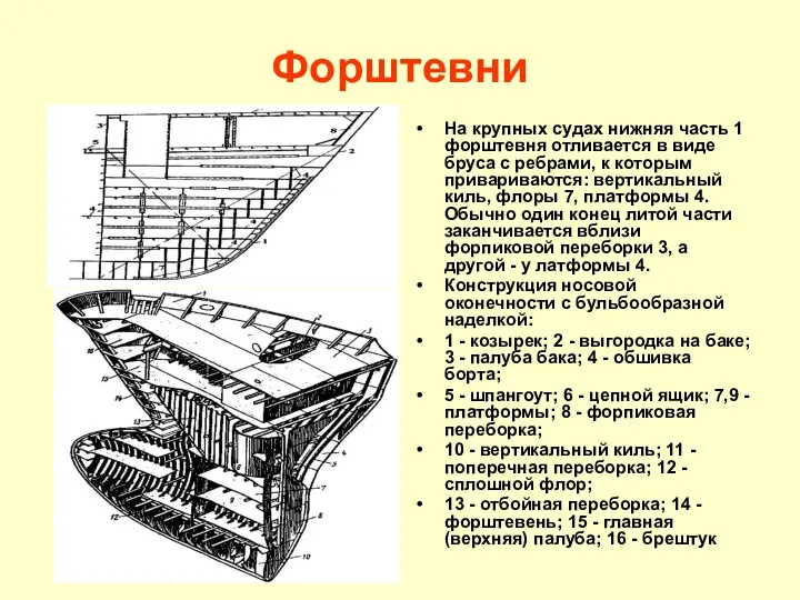 Форштевни На крупных судах нижняя часть 1 форштевня отливается в