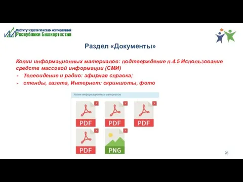 Раздел «Документы» Копии информационных материалов: подтверждение п.4.5 Использование средств массовой