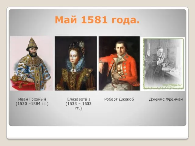 Май 1581 года. Иван Грозный (1530 –1584 гг.) Елизавета I (1533 – 1603