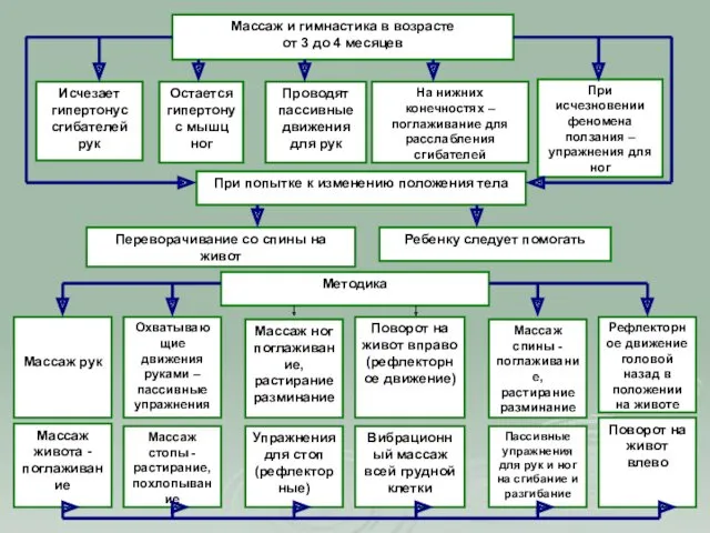 Массаж и гимнастика в возрасте от 3 до 4 месяцев
