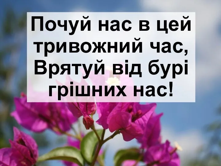 Почуй нас в цей тривожний час, Врятуй від бурі грішних нас!