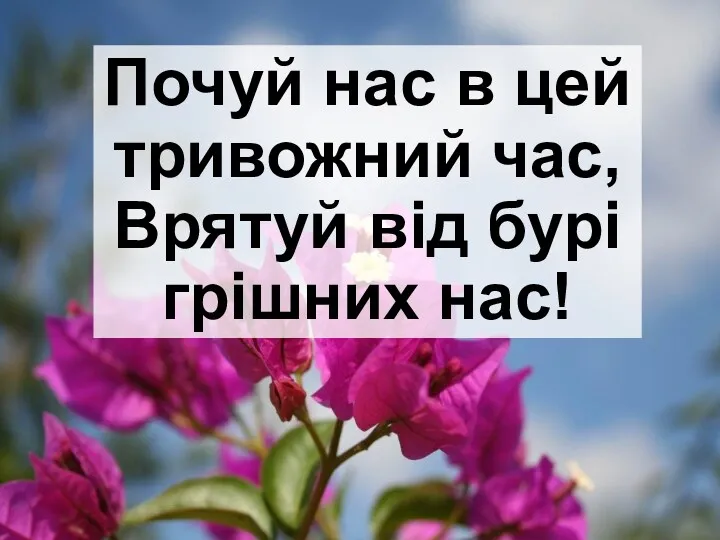 Почуй нас в цей тривожний час, Врятуй від бурі грішних нас!