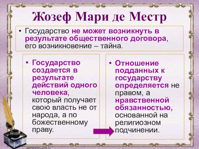 Жозеф Мари де Местр Отношение подданных к государству определяется не