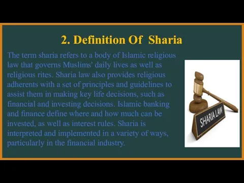 The term sharia refers to a body of Islamic religious