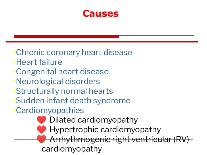 Causes Chronic coronary heart disease Heart failure Congenital heart disease