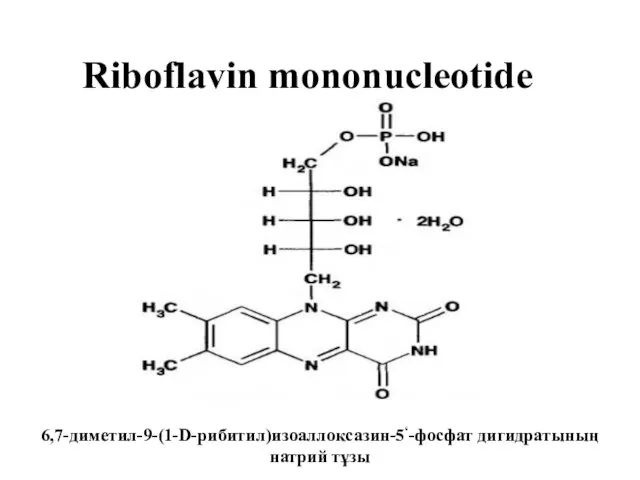 Riboflavin mononucleotide 6,7-диметил-9-(1-D-рибитил)изоаллоксазин-5‘-фосфат дигидратының натрий тұзы