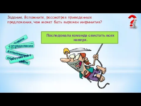 Последовала команда свистать всех наверх. подлежащее сказуемое определение дополнение обстоятельство