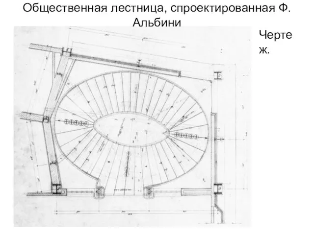 Общественная лестница, спроектированная Ф.Альбини Чертеж.