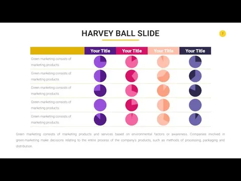 HARVEY BALL SLIDE Green marketing consists of marketing products and services based on