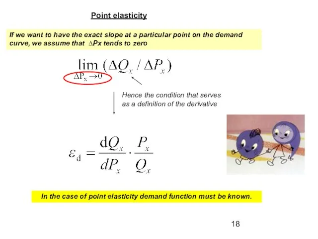 Point elasticity In the case of point elasticity demand function