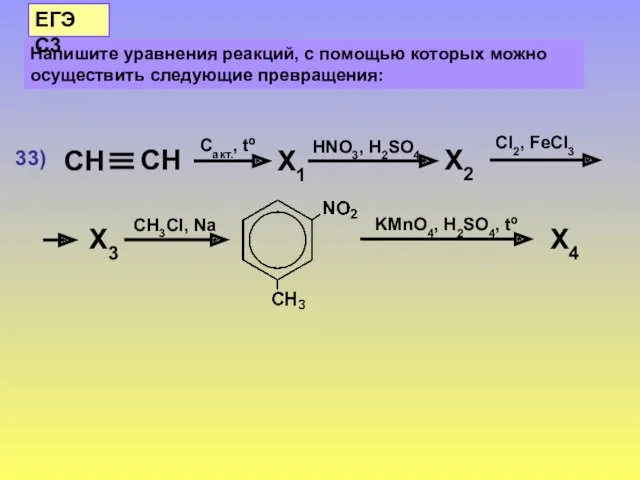 Напишите уравнения реакций, с помощью которых можно осуществить следующие превращения: ЕГЭ С3