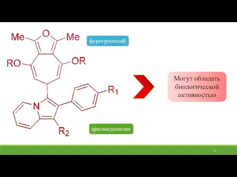 арилиндолизин фуротропилий Могут обладать биологической активностью