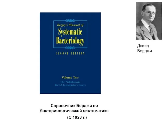 Справочник Берджи по бактериологической систематике Дэвид Берджи (С 1923 г.)