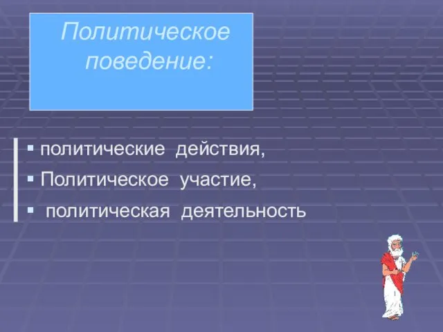 Политическое поведение: политические действия, Политическое участие, политическая деятельность