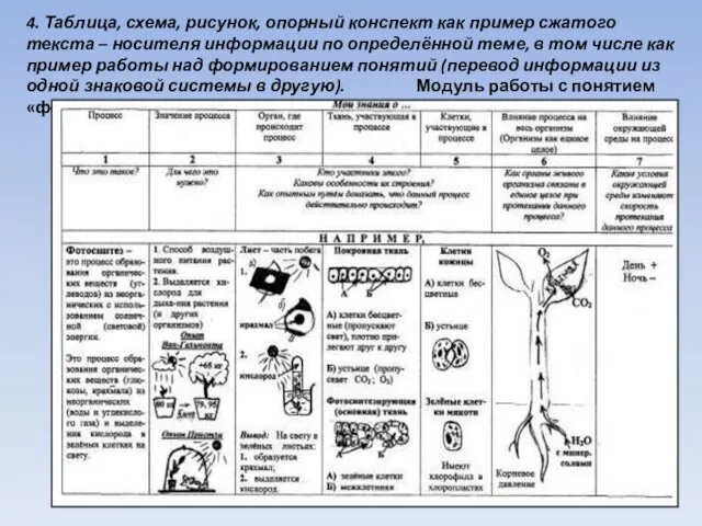 4. Таблица, схема, рисунок, опорный конспект как пример сжатого текста