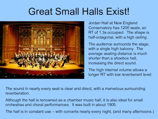 Great Small Halls Exist! Jordan Hall at New England Conservatory