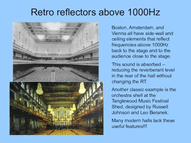 Retro reflectors above 1000Hz Boston, Amsterdam, and Vienna all have