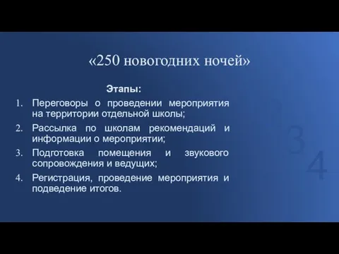 «250 новогодних ночей» Этапы: Переговоры о проведении мероприятия на территории