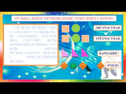 МУЗЫКАЛЬНОЕ ПРОИЗВЕДЕНИЕ ТОЖЕ ИМЕЕТ ФОРМУ СЛУШАЯ МУЗЫКУ, МЫ СТАРАЕМСЯ УСЛЫШАТЬ,