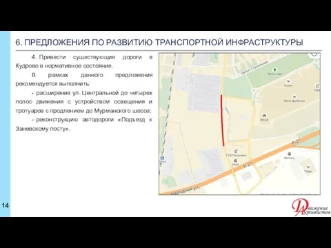 4. Привести существующие дороги в Кудрово в нормативное состояние. В рамках данного предложения