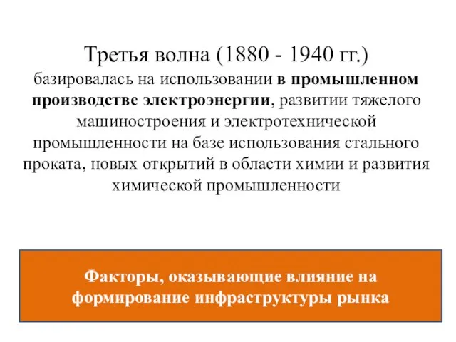 Третья волна (1880 - 1940 гг.) базировалась на использовании в