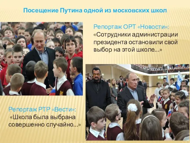 Посещение Путина одной из московских школ Репортаж РТР «Вести»: «Школа была выбрана совершенно