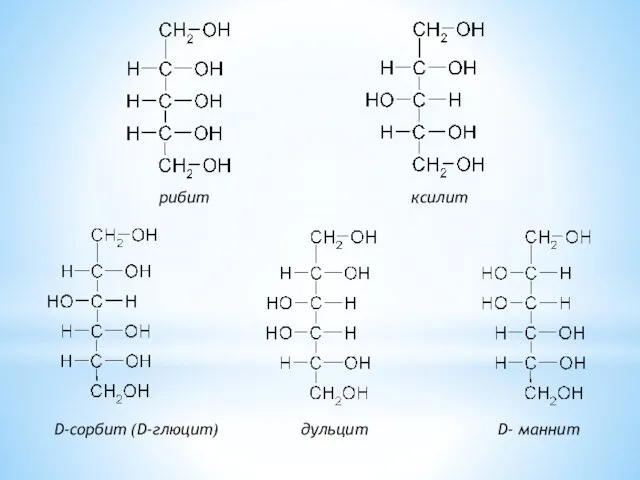 рибит ксилит D-сорбит (D-глюцит) дульцит D- маннит