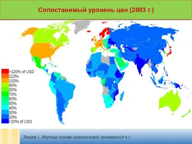 Сопоставимый уровень цен (2003 г.) Лекция 1. Научные основы национальной экономики (4 ч.)