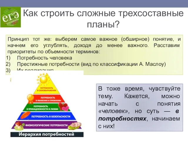 Как строить сложные трехсоставные планы? Принцип тот же: выберем самое