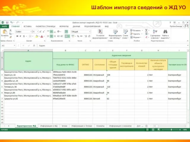 Шаблон импорта сведений о ЖД УО