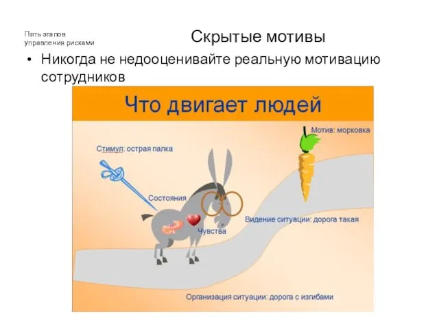 Скрытые мотивы Никогда не недооценивайте реальную мотивацию сотрудников Пять этапов управления рисками