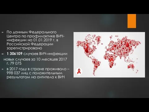 По данным Федерального Центра по профилактике ВИЧ-инфекции на 01.01.2019 г.