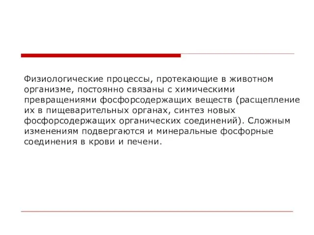 Физиологические процессы, протекающие в животном организме, постоянно связаны с химическими