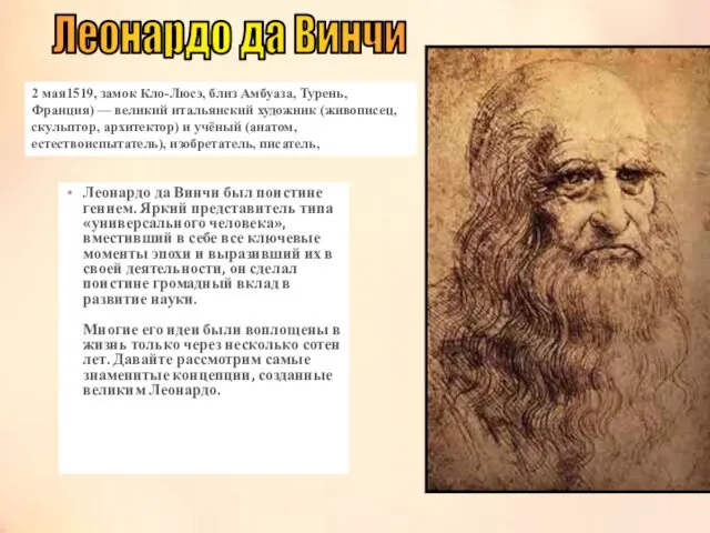 Леонардо да Винчи был поистине гением. Яркий представитель типа «универсального