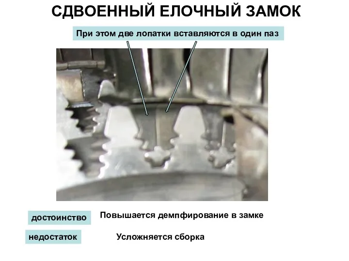 СДВОЕННЫЙ ЕЛОЧНЫЙ ЗАМОК При этом две лопатки вставляются в один