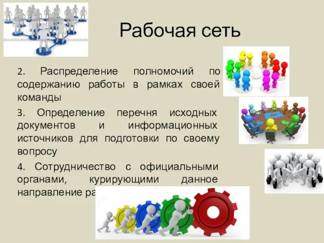 Рабочая сеть 2. Распределение полномочий по содержанию работы в рамках