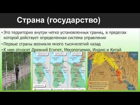 Страна (государство) Это территория внутри четко установленных границ, в пределах