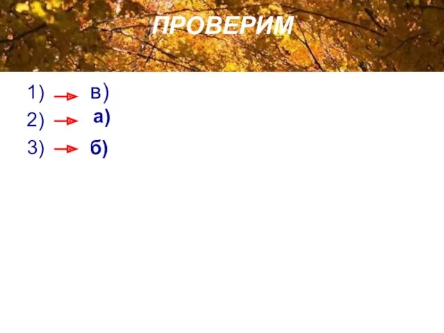 ПРОВЕРИМ 1) 2) в) а) 3) б)