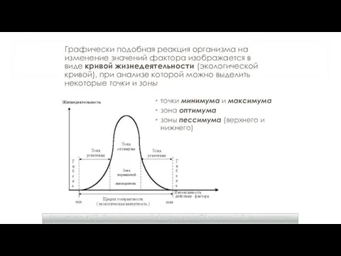 Графически подобная реакция организма на изменение значений фактора изображается в