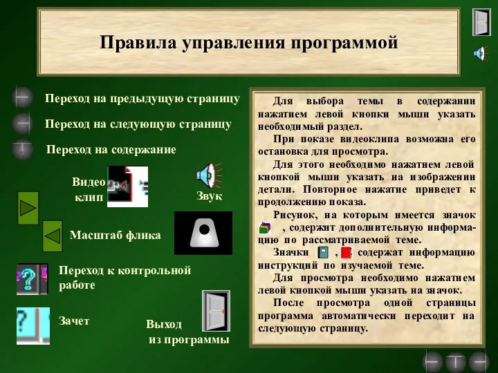 Переход на предыдущую страницу Переход на следующую страницу Масштаб флика